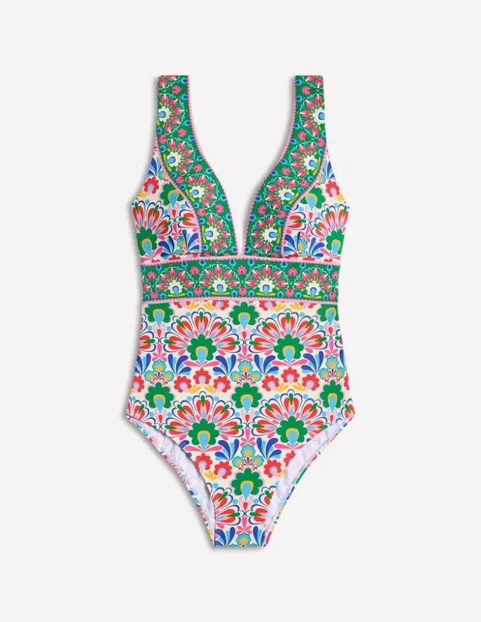 Porto V-neck Swimsuit Multi, Decorative Dandelion Porto V-neck Swimsuit Multi, Decorative Dandelion
