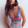 Porto V-neck Swimsuit Multi, Ornamental Trellis Porto V-neck Swimsuit Multi, Ornamental Trellis
