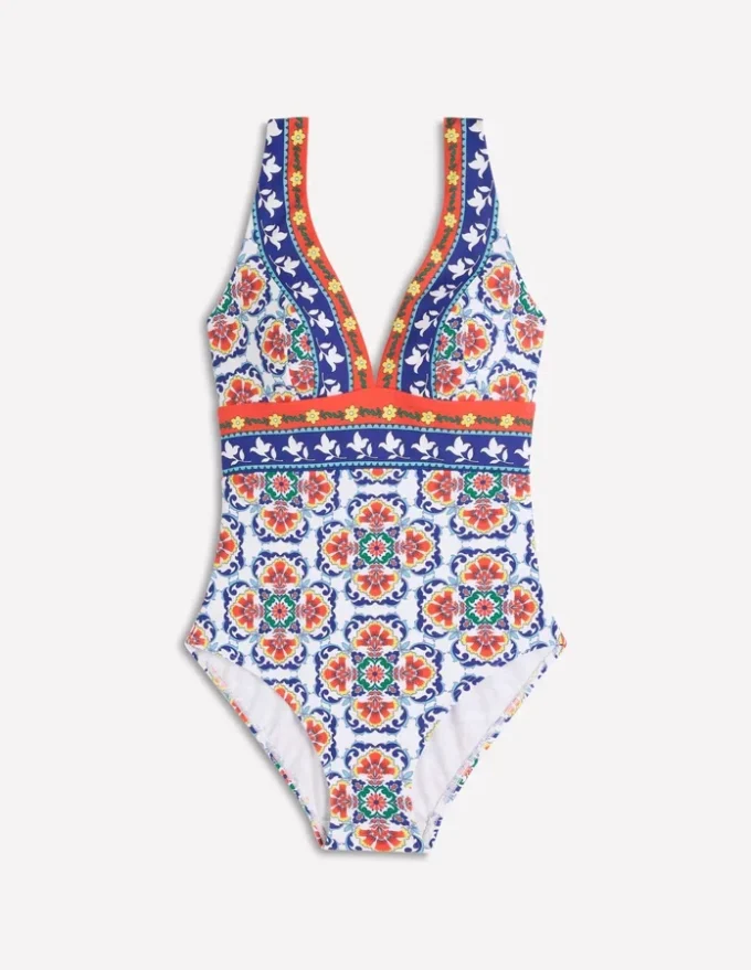Porto V-neck Swimsuit Multi, Ornamental Trellis Porto V-neck Swimsuit Multi, Ornamental Trellis