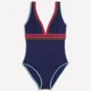Porto V-neck Swimsuit Navy, Embroidery Porto V-neck Swimsuit Navy, Embroidery