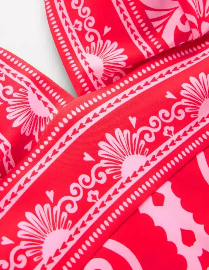 Porto V-neck Swimsuit Poppy Red, Ornamental Garden Porto V-neck Swimsuit Poppy Red, Ornamental Garden