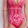 Porto V-neck Swimsuit Poppy Red, Ornamental Garden Porto V-neck Swimsuit Poppy Red, Ornamental Garden
