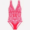Porto V-neck Swimsuit Poppy Red, Ornamental Garden Porto V-neck Swimsuit Poppy Red, Ornamental Garden