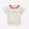 Pretty Frill T-shirt Ivory Printed Collar