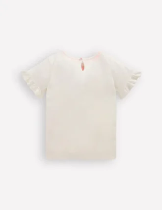 Pretty Frill T-shirt Ivory Printed Collar