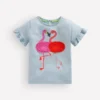 Pretty Frill T-shirt Misty Blue Flamingos