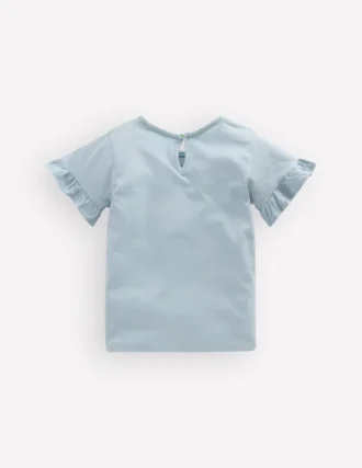 Pretty Frill T-shirt Misty Blue Flamingos
