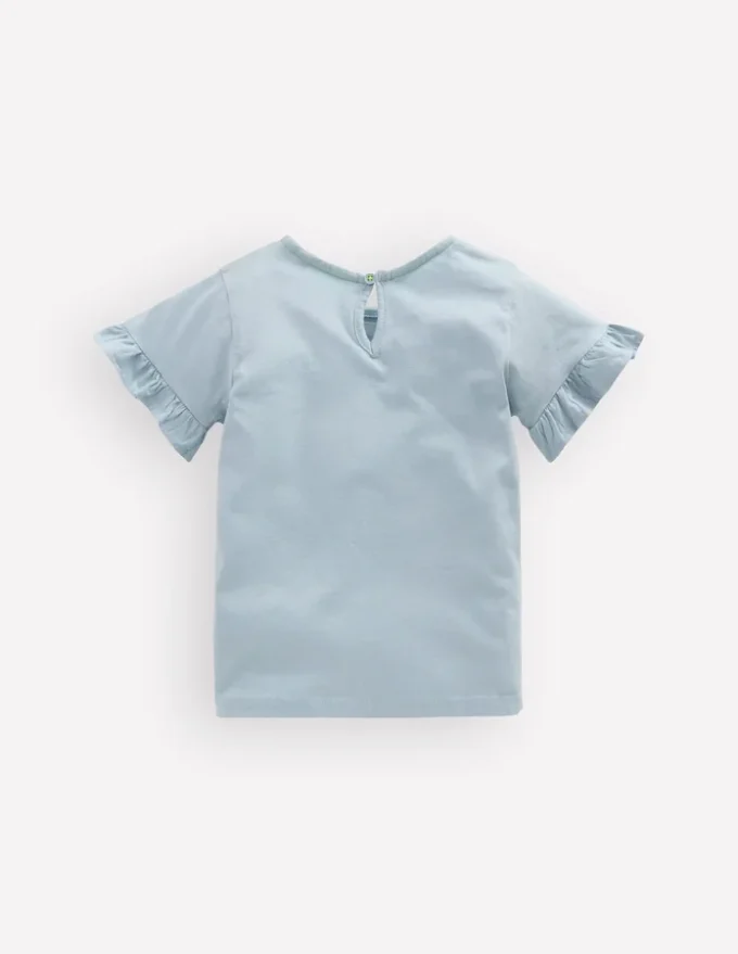 Pretty Frill T-shirt Misty Blue Flamingos