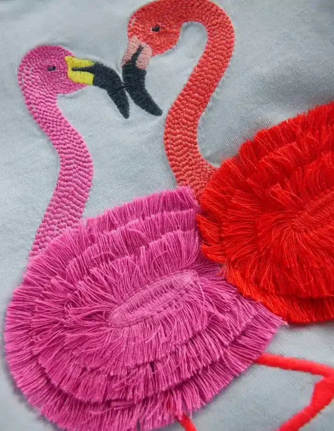 Pretty Frill T-shirt Misty Blue Flamingos