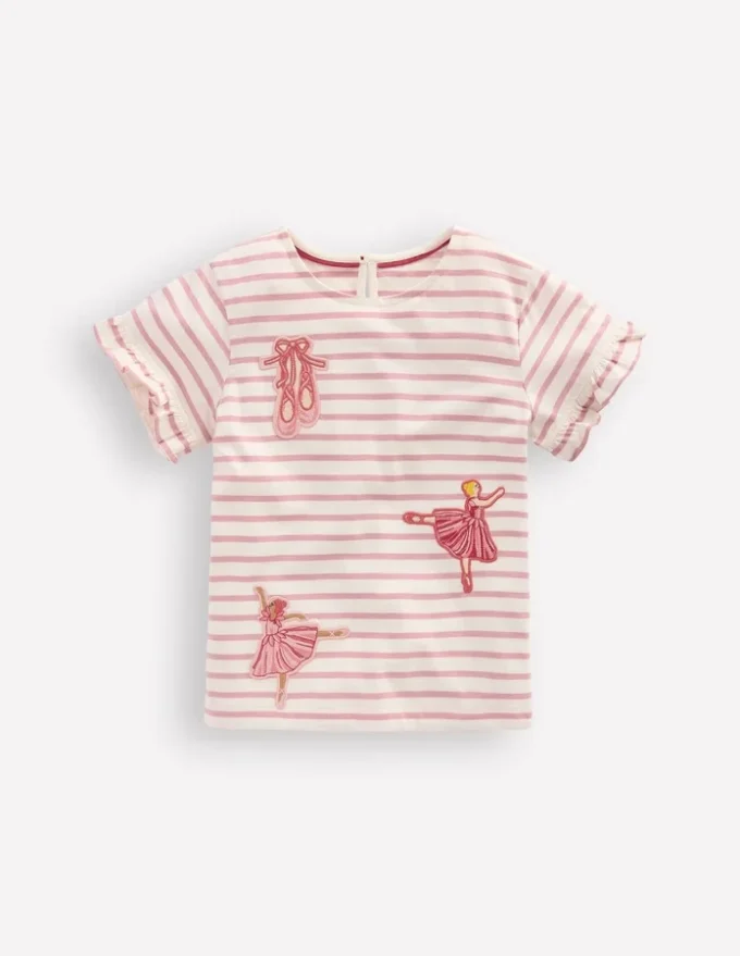Pretty Frill T-shirt Pink Stripe Ballerinas