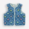 Pretty Quilted Gilet Embroidered Denim