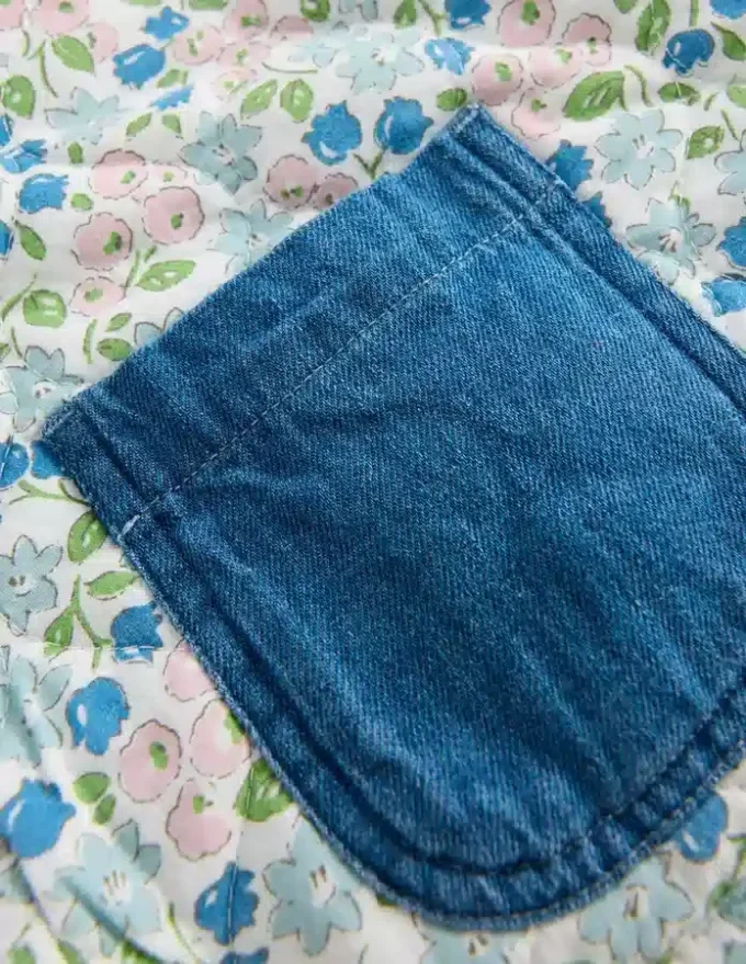 Pretty Quilted Gilet Embroidered Denim