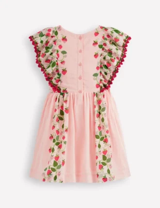 Pretty Woven Dress Chalk Pink Strawberry Vine