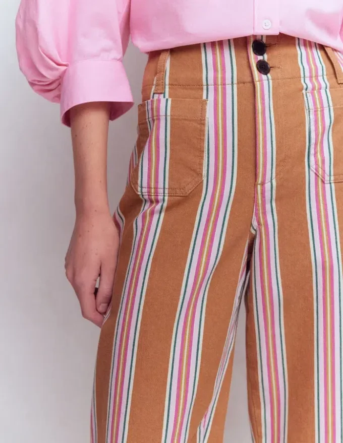 Primrose Cropped Pants Cognac, Pink Stripe Primrose Cropped Pants Cognac, Pink Stripe