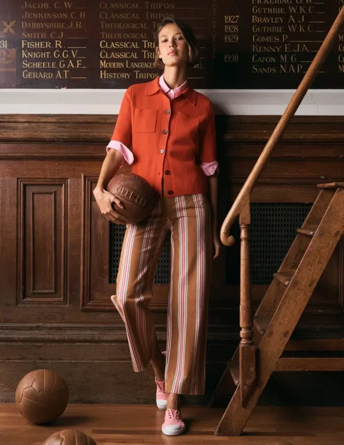 Primrose Cropped Pants Cognac, Pink Stripe Primrose Cropped Pants Cognac, Pink Stripe
