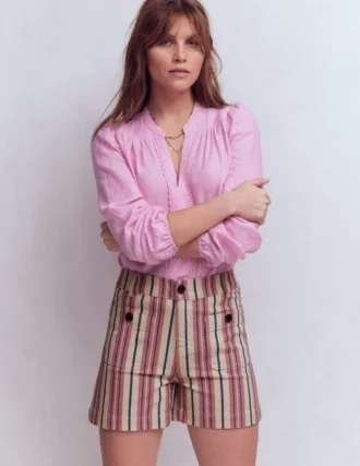 Primrose Denim Shorts Pink Stripe Primrose Denim Shorts Pink Stripe