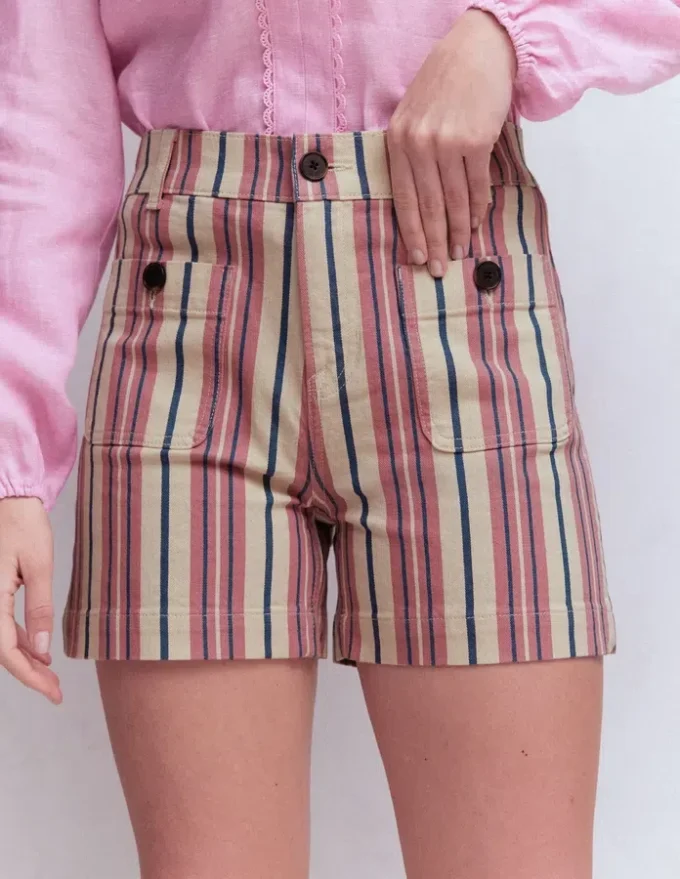 Primrose Denim Shorts Pink Stripe Primrose Denim Shorts Pink Stripe