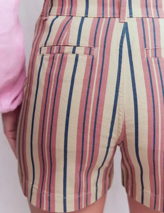 Primrose Denim Shorts Pink Stripe Primrose Denim Shorts Pink Stripe