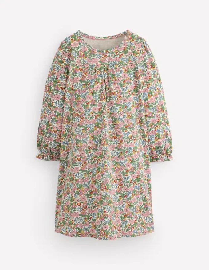 Printed Long Sleeve Nightie Coconut Milk Berry Floral