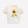 Printed Ringer T-shirt Ivory Sunflower Printed Ringer T-shirt Ivory Sunflower