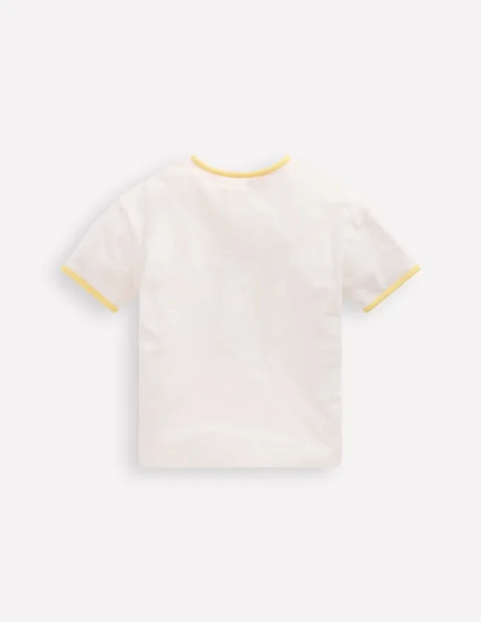 Printed Ringer T-shirt Ivory Sunflower Printed Ringer T-shirt Ivory Sunflower