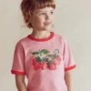Printed Ringer T-shirt Vintage Pink Strawberries Printed Ringer T-shirt Vintage Pink Strawberries