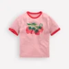Printed Ringer T-shirt Vintage Pink Strawberries Printed Ringer T-shirt Vintage Pink Strawberries