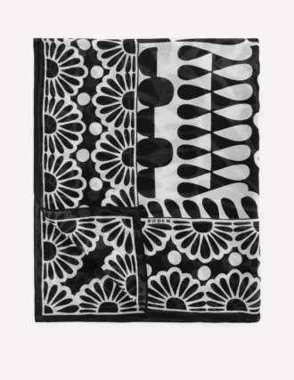 Printed Sarong Scarf Black, Geo Stamp