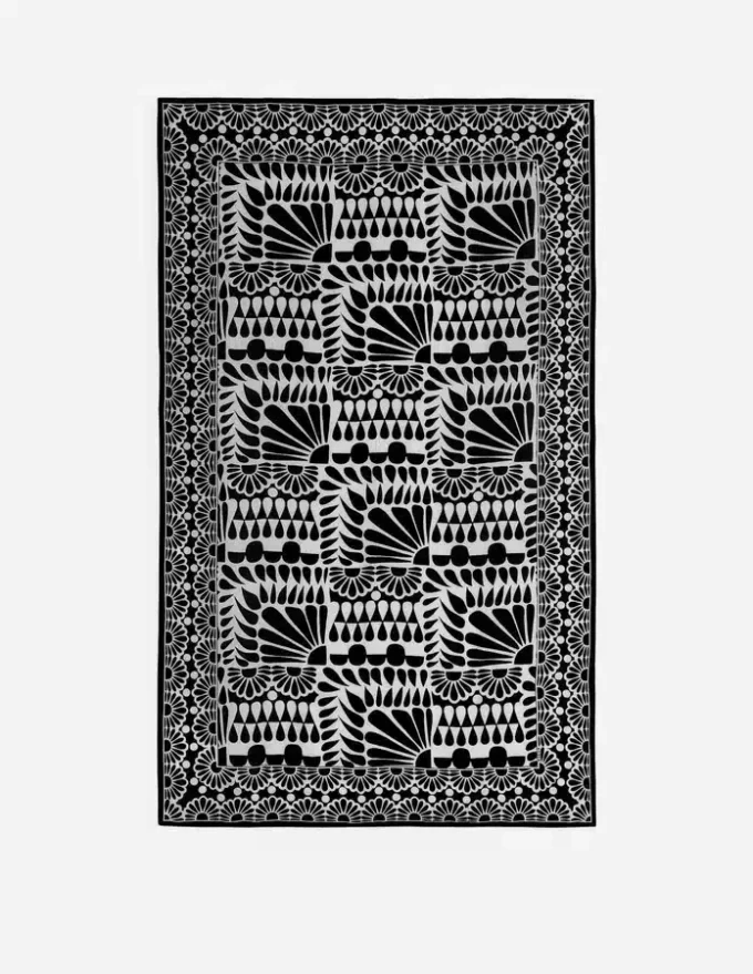 Printed Sarong Scarf Black, Geo Stamp Printed Sarong Scarf Black, Geo Stamp