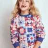 Printed Sweatshirt Alaskan Blue Patchwork