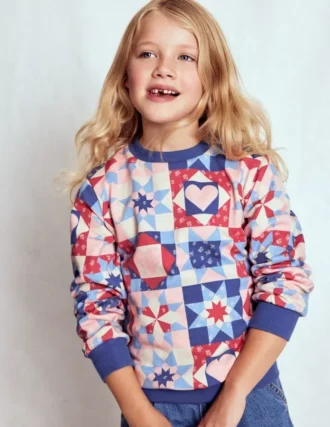 Printed Sweatshirt Alaskan Blue Patchwork