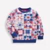 Printed Sweatshirt Alaskan Blue Patchwork