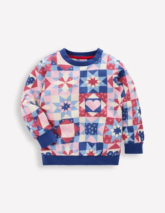 Printed Sweatshirt Alaskan Blue Patchwork