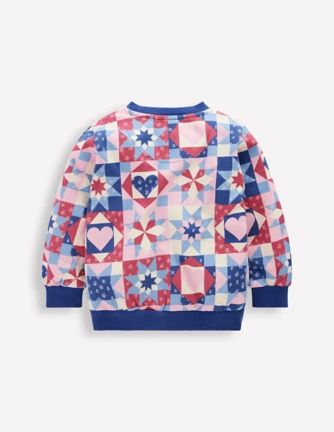 Printed Sweatshirt Alaskan Blue Patchwork