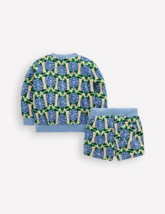 Printed Towelling Play Set Blue Geo Turtles