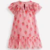 Printed Tulle Dress Vintage Pink Strawberry Stamp Printed Tulle Dress Vintage Pink Strawberry Stamp