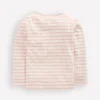 Puff Sleeve Appliqué T-shirt Lotus Necklace Stripe Puff Sleeve Appliqué T-shirt Lotus Necklace Stripe