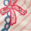 Puff Sleeve Appliqué T-shirt Lotus Necklace Stripe Puff Sleeve Appliqué T-shirt Lotus Necklace Stripe