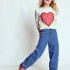 Puff Sleeve Appliqué T-shirt Ruffle Heart Puff Sleeve Appliqué T-shirt Ruffle Heart