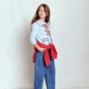 Puff Sleeve Appliqué T-shirt Soft Ivory/Glacier Blue Puff Sleeve Appliqué T-shirt Soft Ivory/Glacier Blue