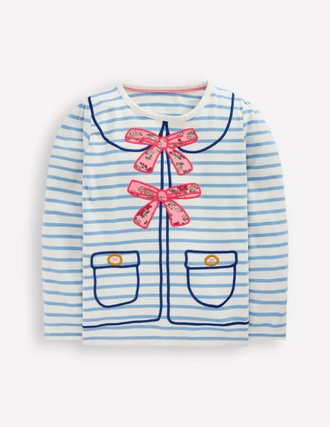 Puff Sleeve Appliqué T-shirt Soft Ivory/Glacier Blue Puff Sleeve Appliqué T-shirt Soft Ivory/Glacier Blue
