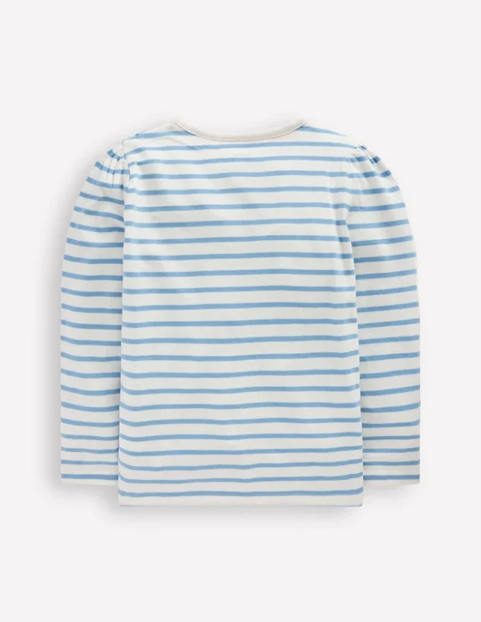 Puff Sleeve Appliqué T-shirt Soft Ivory/Glacier Blue Puff Sleeve Appliqué T-shirt Soft Ivory/Glacier Blue