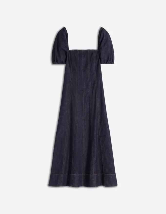 Puff Sleeve Denim Dress Indigo Puff Sleeve Denim Dress Indigo