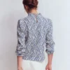 Puff Sleeve Interest Top Blue and Ivory Broderie Puff Sleeve Interest Top Blue and Ivory Broderie