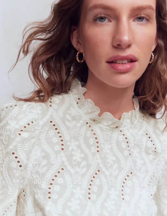 Puff Sleeve Interest Top Ivory Puff Sleeve Interest Top Ivory