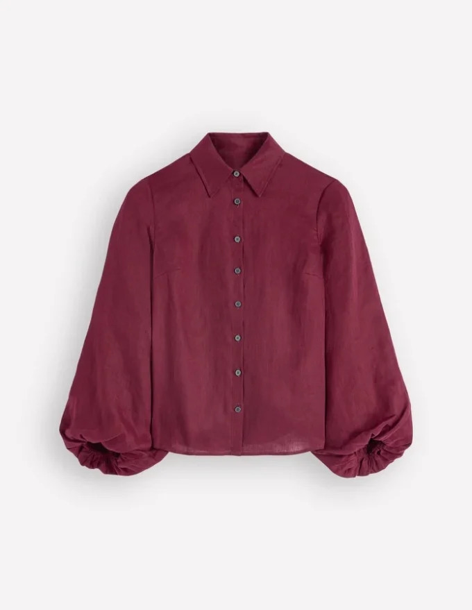 Puff Sleeve Linen Shirt Deep Wisteria Puff Sleeve Linen Shirt Deep Wisteria