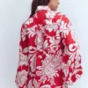 Puff Sleeve Linen Shirt Merida Red, Botanical Flourish Puff Sleeve Linen Shirt Merida Red, Botanical Flourish