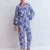 Puff Sleeve Linen Shirt Sapphire Blue, Tigers Paradise Puff Sleeve Linen Shirt Sapphire Blue, Tigers Paradise