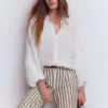 Puff Sleeve Linen Shirt White Puff Sleeve Linen Shirt White