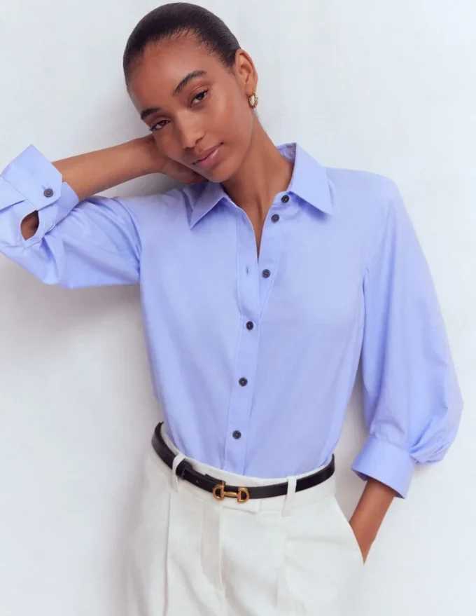 Puff Sleeve Oxford Shirt French Blue Puff Sleeve Oxford Shirt French Blue